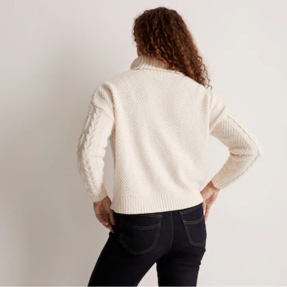 Madewell Cable Turtleneck Sweater Sz L Cream - Picture 2 of 15